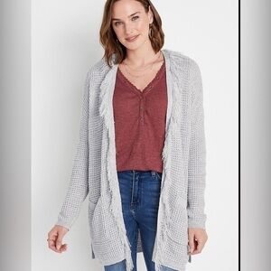 Maurice’s Gray Fringe Pocket Cardigan